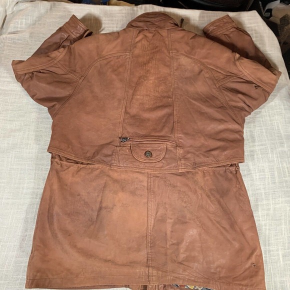 New Fast Leather Mid Length Light Brown Jacket Unisex Vintage 42 Plz See Pics - Picture 3 of 12